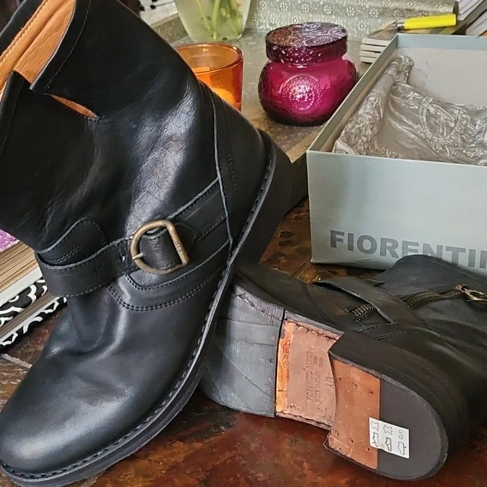 Fiorentini+Baker Eternity Black Leather Ankle Boots with Buckle - Picture 4 of 5